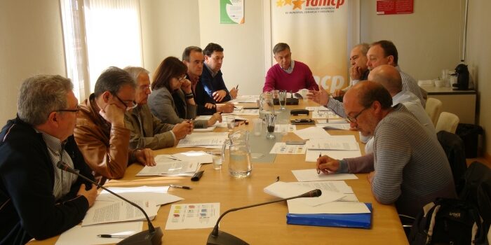 La Comisión, reunida en la sede de la FAMCP el 18 de abril.